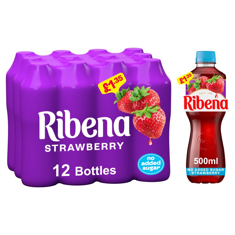 Ribena Strawberry Juice Drink No Added Sugar 500ml PMP £1.35