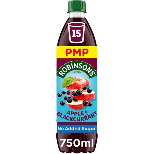 Robinsons Apple & Blackcurrant No Added Sugar Squash PMP 750ml
