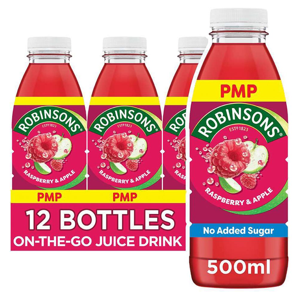 Robinsons Ready To Drink Raspberry & Apple Drink Bottle PMP 500ml