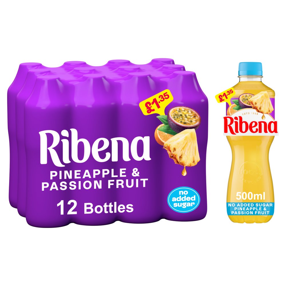 Ribena Pineapple & Passion Fruit No Added Sugar Juice Drink 500ml £1.35